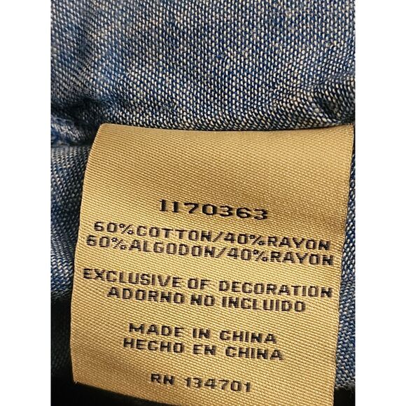 Boston Traders Blue Chambray Hooded Womens Size XS Striped Shacket Button Up - Picture 5 of 6